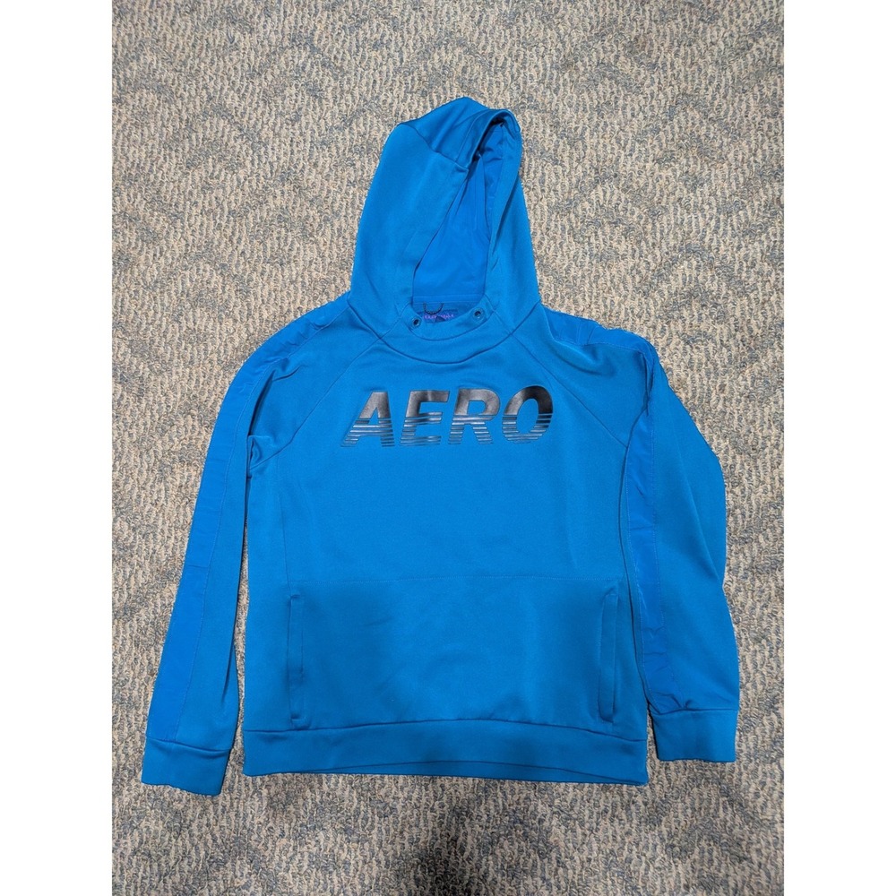 Aeropostale Mens Blue Aero Graphic Active Fleece Hoodie Sweatshirt Large